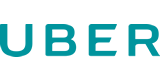 The Uber logo on a black background. Many Uber drivers use our digital business card services to connect with clients.